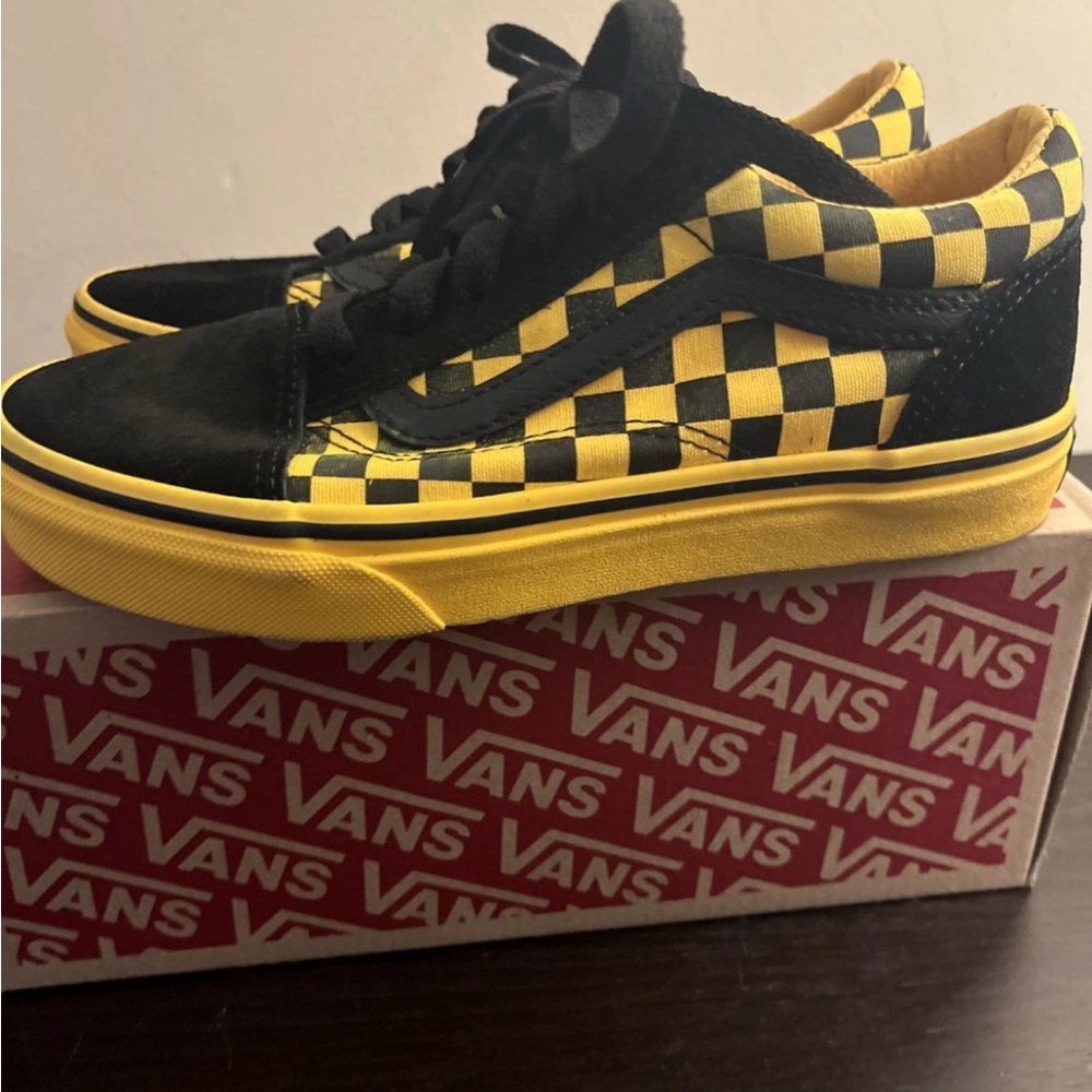 Vans Black and Yellow Checkered Shoes